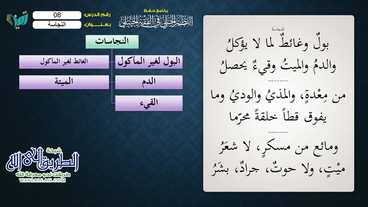 (8) النجاسات  - شرح النظم الجلي مع الاحمرار